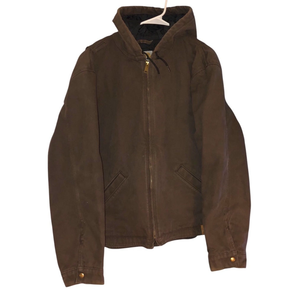 Carhartt Hooded coat jacket brown quilted lining Men’s XL workwear